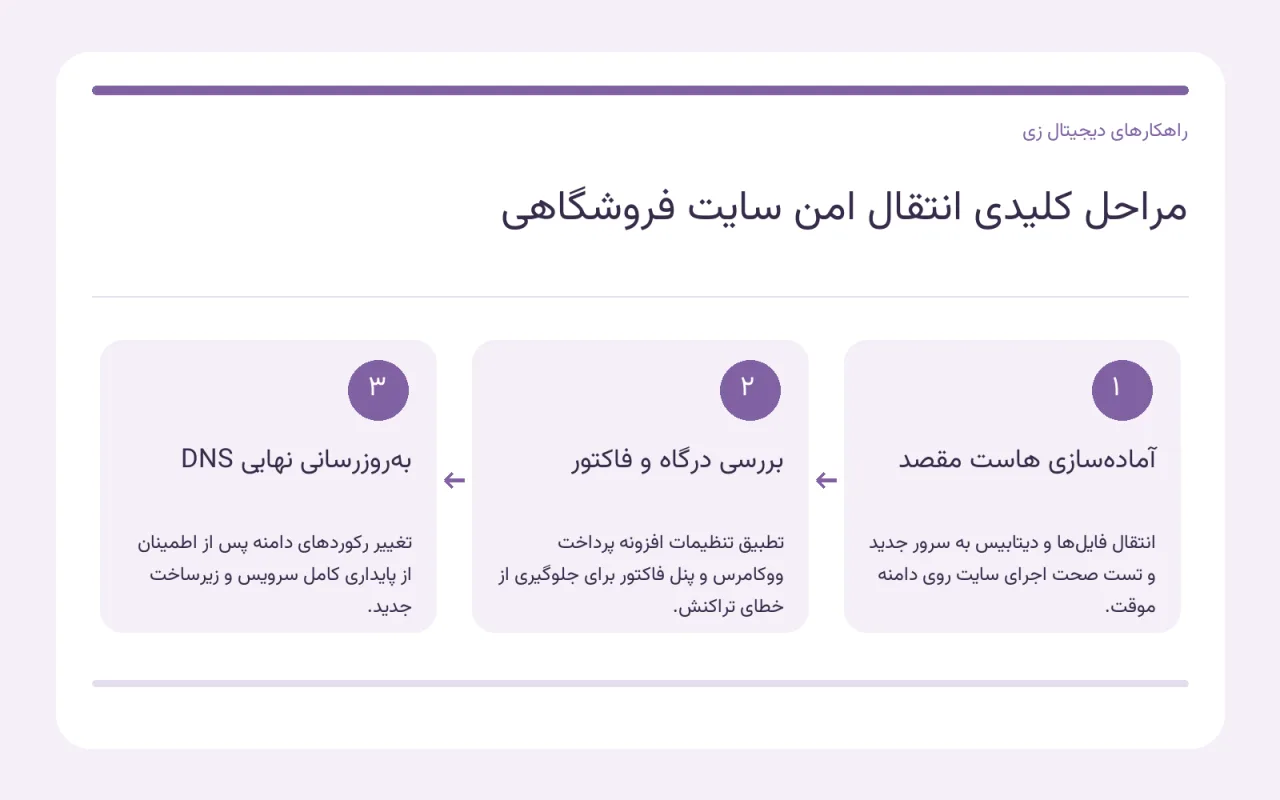 نمودار مفهومی انتقال سایت فروشگاهی و بررسی تنظیمات DNS و درگاه پرداخت